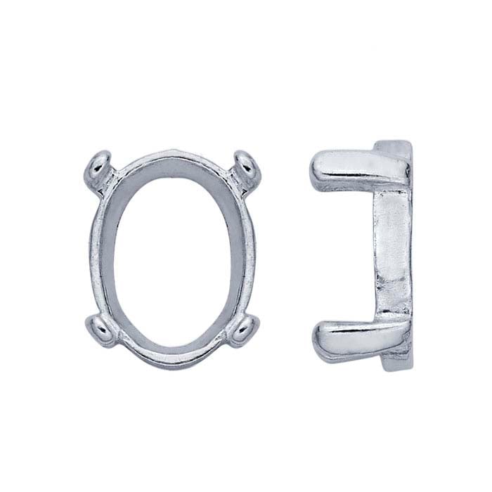 Sterling Silver 8 x 6mm Oval ReadySet™ Cabochon 4-Prong Setting