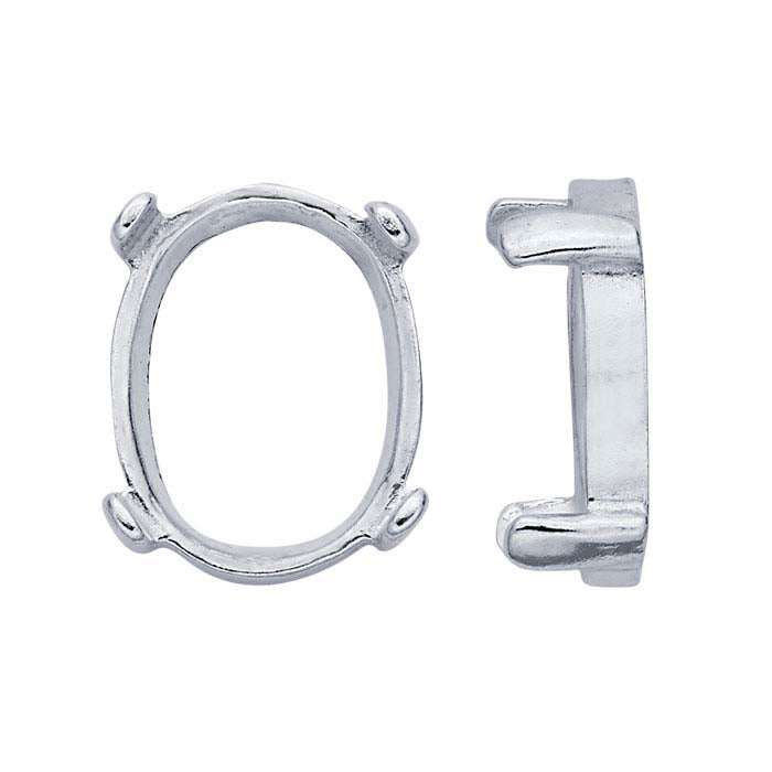 Sidabro 10 x 8 mm ovalo formos ReadySet™ kabošono 4-kablio laikiklis