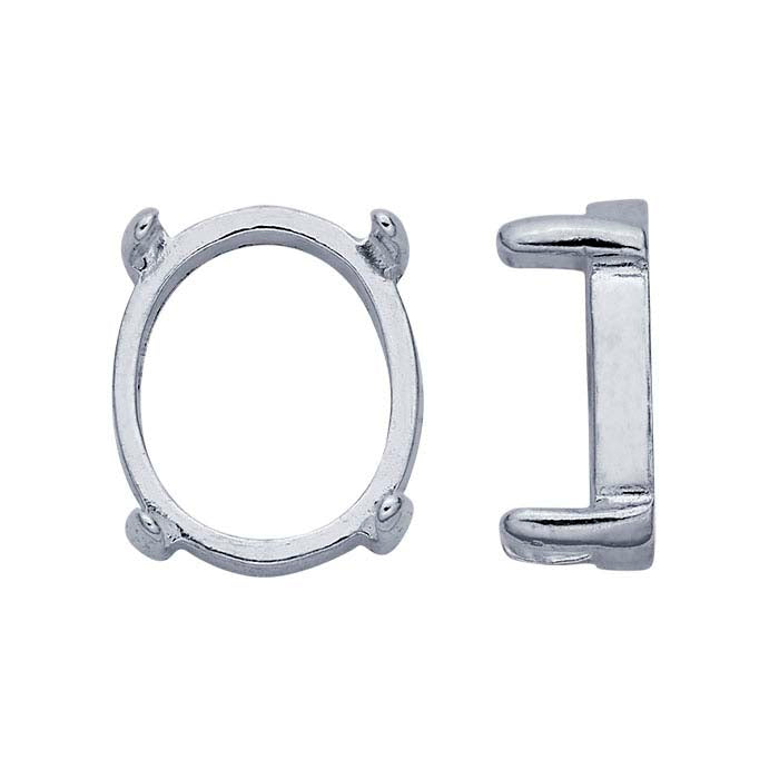 Ovale ReadySet™-Cabochon-Fassung aus Sterlingsilber, 12 x 10 mm, 4-Krappen-Fassung