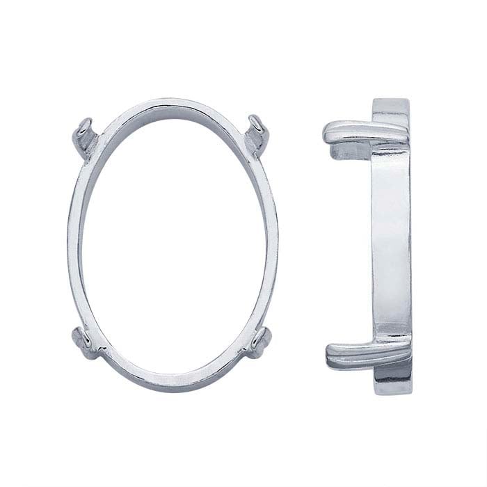 Sterling Silver Oval ReadySet™ Cabochon 4-Prong Setting