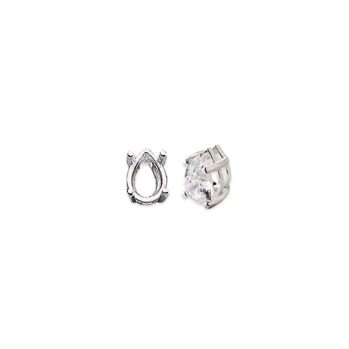 Sterling Silver 8 x 5mm Pear Pre-Notched Legendary™ 4-Prong Setting