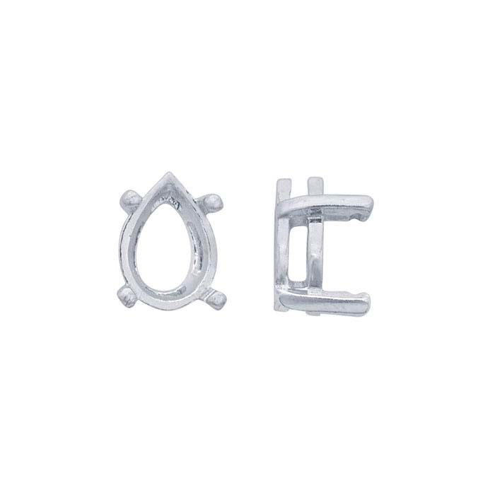 Sterling Silver Pear Pre-Notched Legendary™ 4-Prong Setting