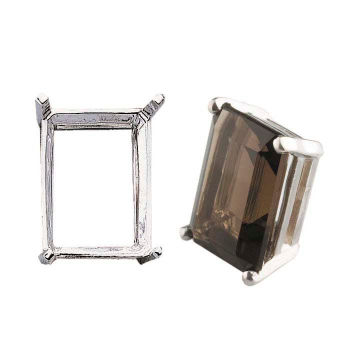 Sterling Silver 7 x 5mm Emerald-Cut Pre-Notched Legendary™ 4-Prong Setting