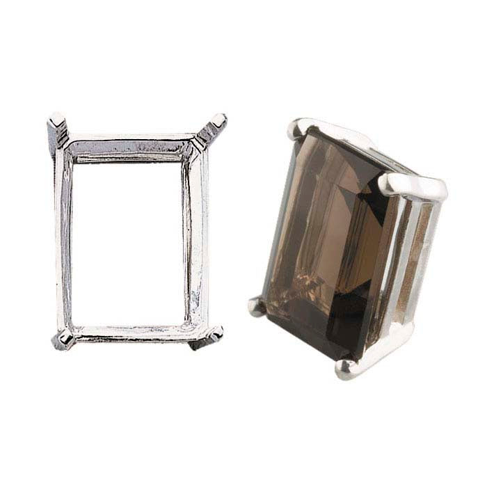 Sterling Silver 10 x 8mm Emerald-Cut Pre-Notched Legendary™ 4-Prong Setting