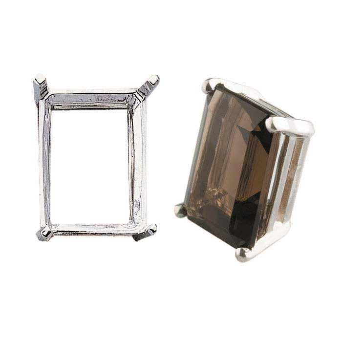 Sterling Silver 12 x 10mm Emerald-Cut Pre-Notched Legendary™ 4-Prong Setting