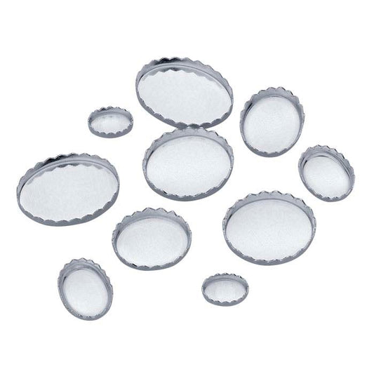Sterling Silver Oval Serrated-Edge Bezel Cup Setting Assortment