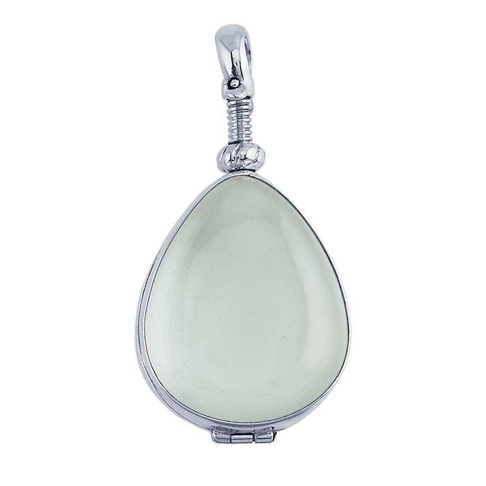 Sterling Silver Pear Antique Glass Locket Pendant