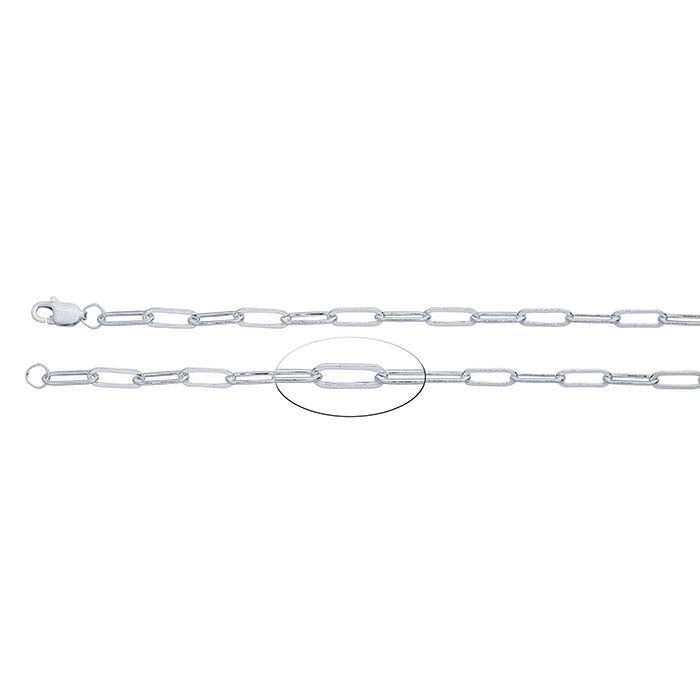 Sterling Silver 3,2 mm Platt Oval Kabelkedja