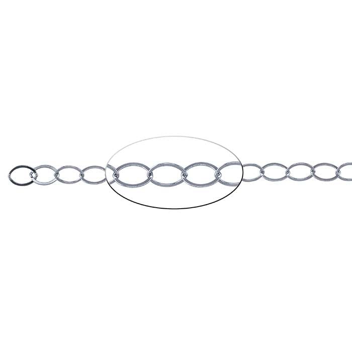 Sterling Silver 6.1mm Flat Oval Cable Chain, By the Foot
