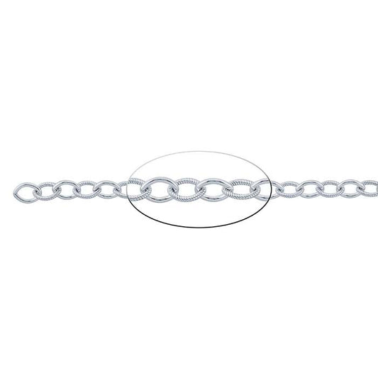 Sterling Silver 5.9mm Patterned and Smooth Oval Cable Chain, By the Foot