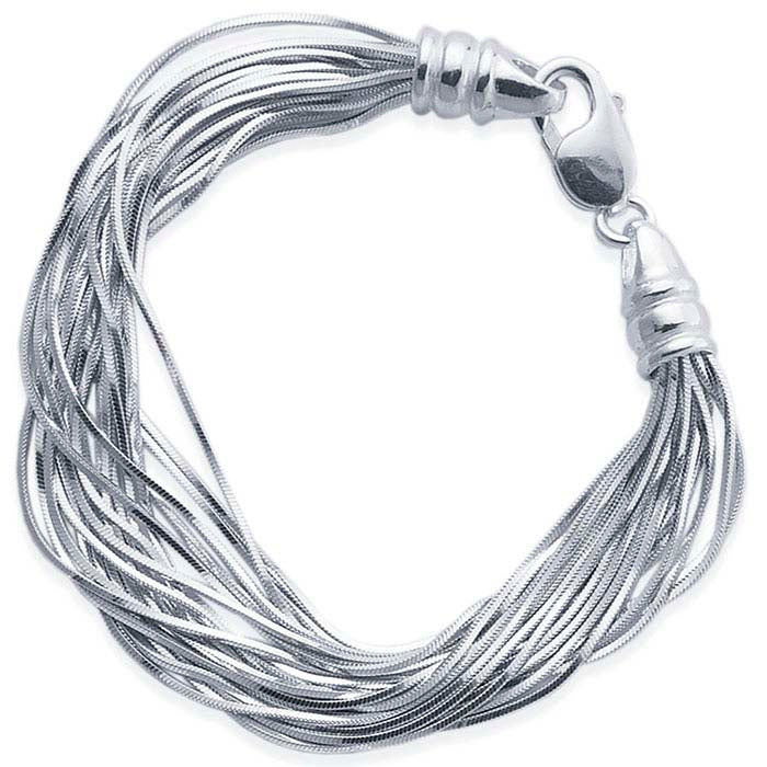 Sterling Silver Multi-Strand Square Snake Chain Necklace
