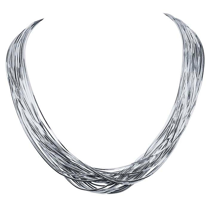 Sterling Silver Multi-Strand Square Snake Chain Necklace