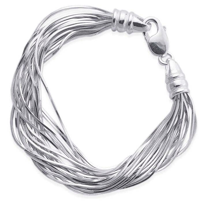 Sterling Silver Multi-Strand 0.9mm Square Snake Chain Bracelet