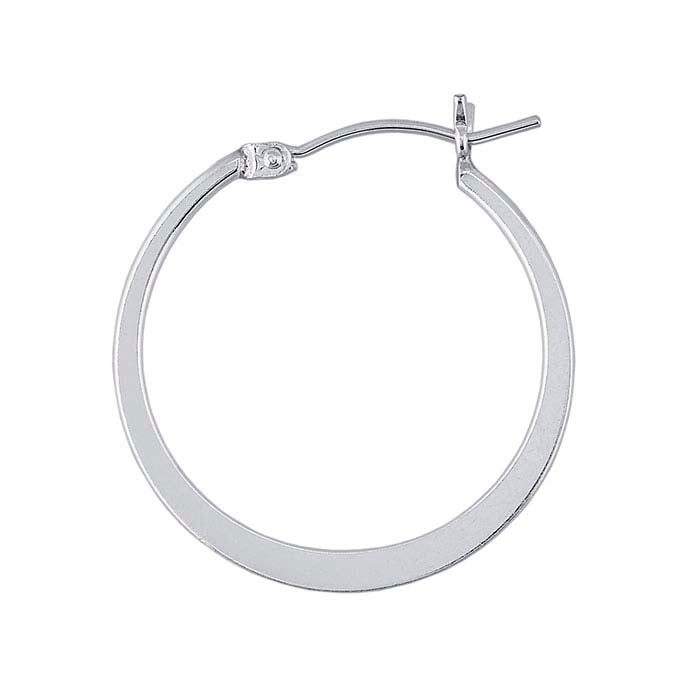 Sterling Silver 1.1mm Tubing Hoop Earrings with Flat Center