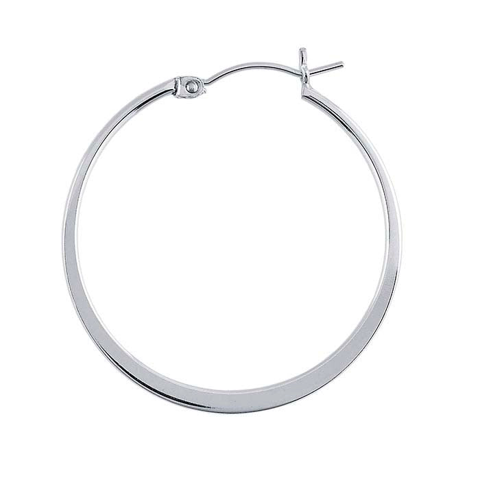 Sterling Silver 1.1mm Tubing Hoop Earrings with Flat Center