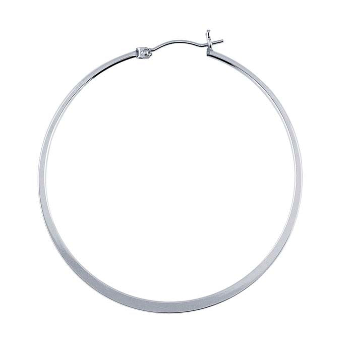 Sterling Silver 1.1mm Tubing Hoop Earrings with Flat Center