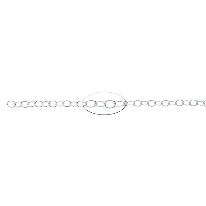 Sterling Silver 3.5mm Oval Cable Chain, 3.05 m. Spool