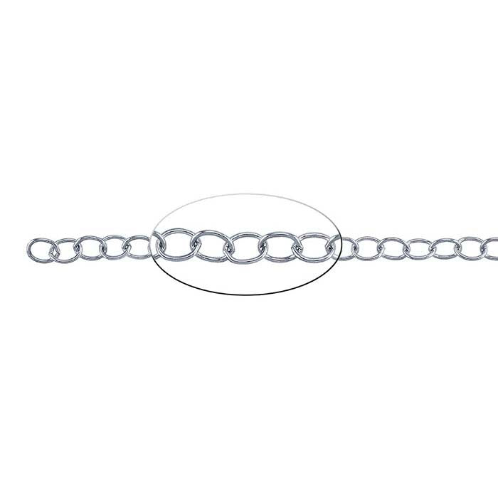 Sterling Silver 3.5mm Oval Cable Chain, By the Foot