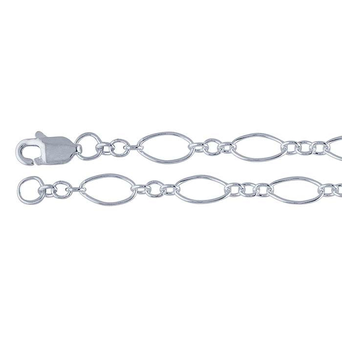 Sterling Silver 3.6mm Oval Long & Short Chain
