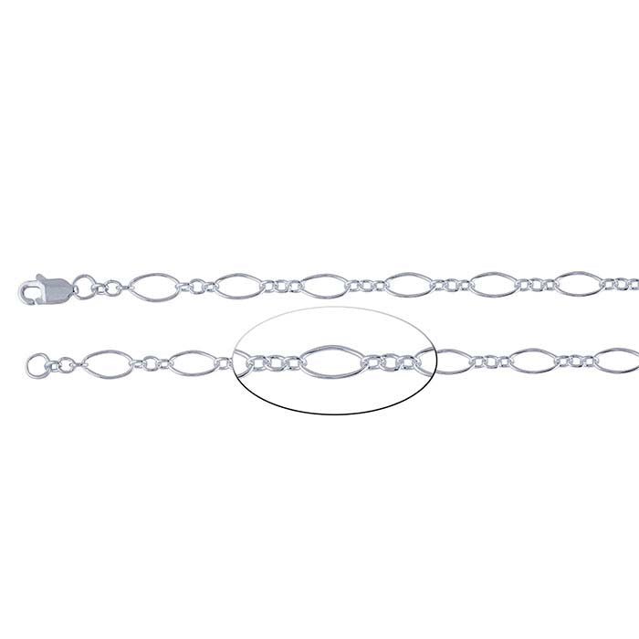 Sterling Silver 3.6mm Oval Long & Short Chain
