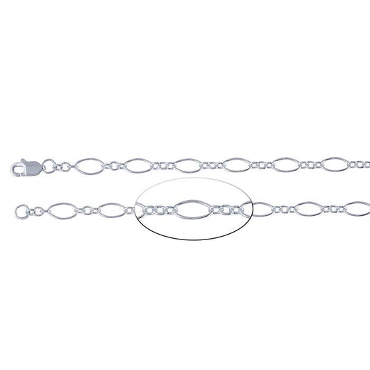 Sterling Silver 3.6mm Oval Long & Short Chain