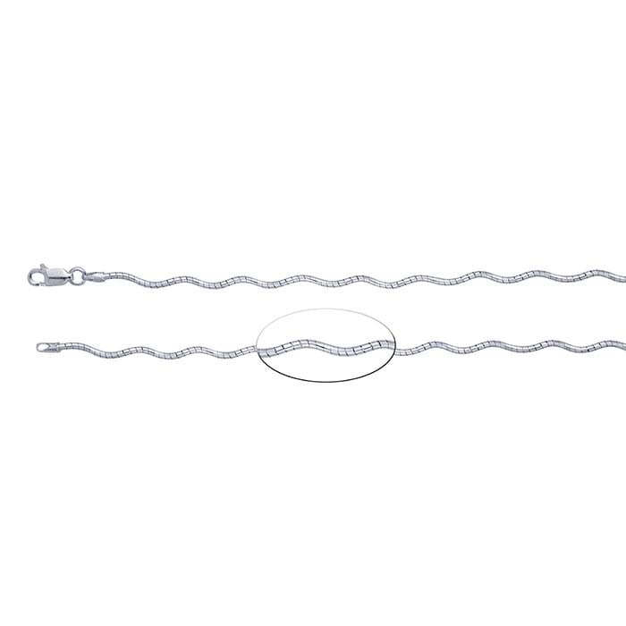 Sterling Silver Wavy Round Omega Chain