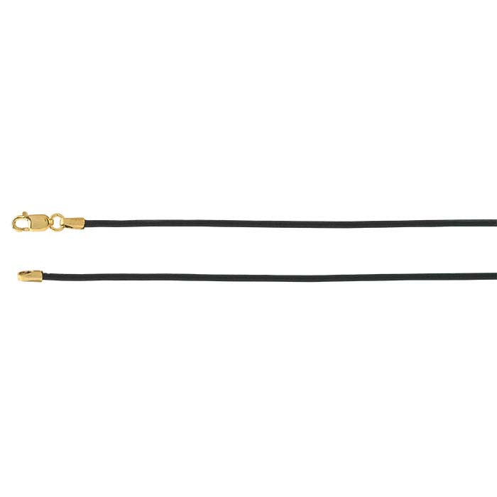 Black Leather 1.5mm Cord Necklace with 14/20 Yellow Gold-Filled Clasp