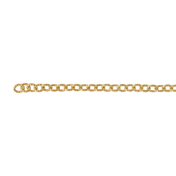 14/20 Yellow Gold-Filled 2.5mm Patterned Flat Oval Cable Chain, By the Foot