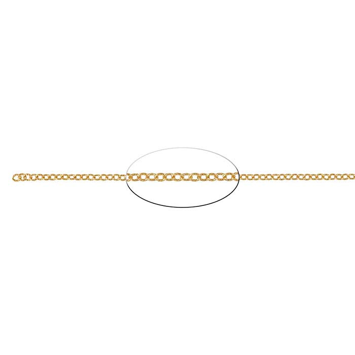 14/20 Yellow Gold-Filled 2.5mm Patterned Flat Oval Cable Chain, By the Foot
