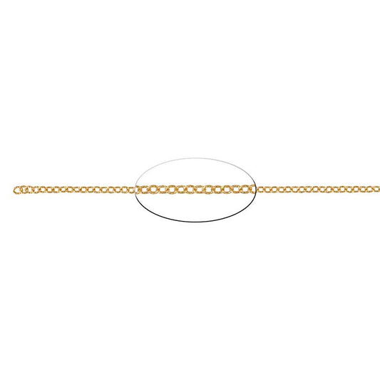 14/20 Yellow Gold-Filled 2.5mm Patterned Flat Oval Cable Chain, By the Foot