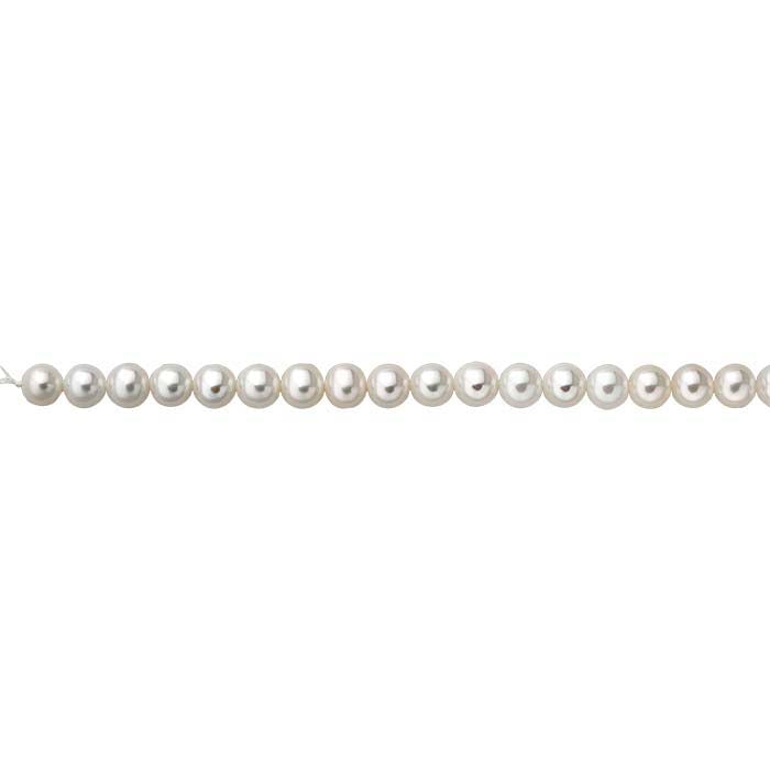 Freshwater Cultured 7.5–8mm Semi-Round Pearl Strand, White, A-Grade
