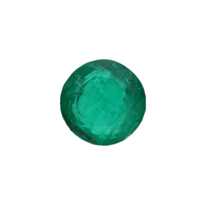 Emerald Round Faceted Gemstone, AAA-Grade