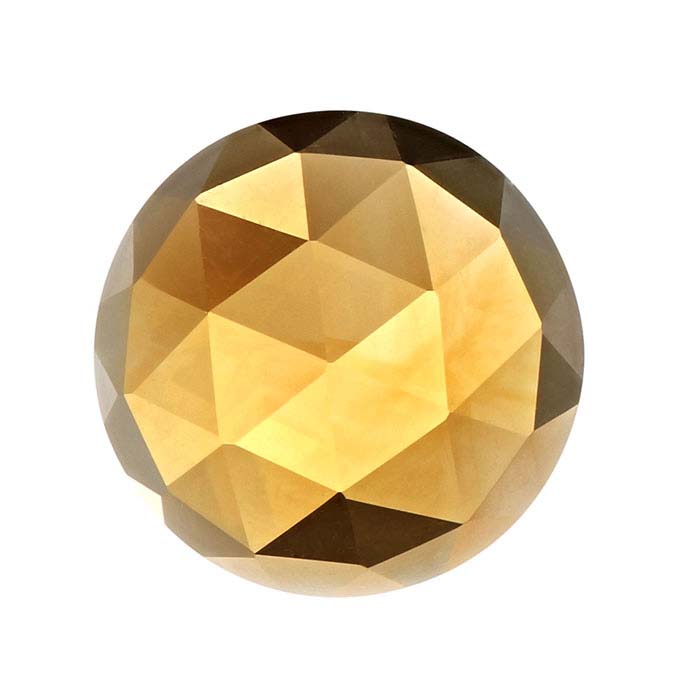 Golden Citrine 8mm Round Rose-Cut Cabochon