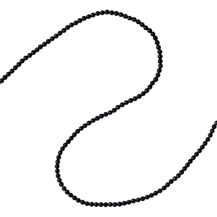 Black Onyx 4mm Faceted Round Bead Strand