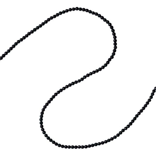 Black Onyx 4mm Faceted Round Bead Strand