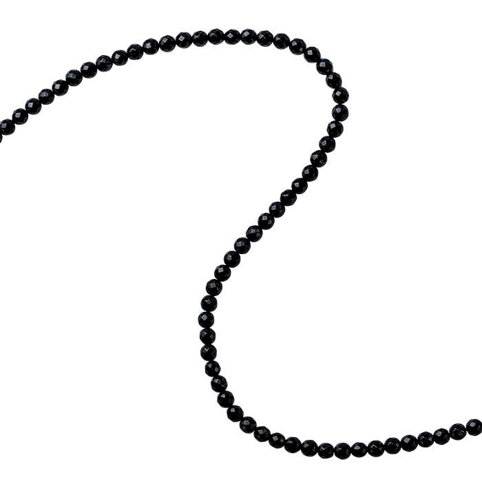 Black Onyx 6mm Faceted Round Bead Strand