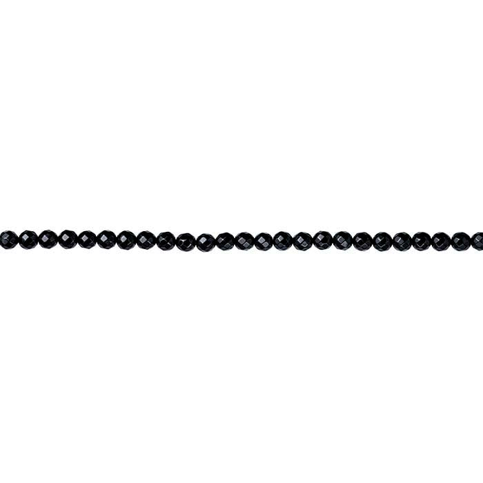 Black Onyx 6mm Faceted Round Bead Strand