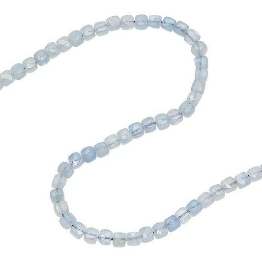 Aquamarine 4–4.5mm Faceted Cube Bead Strand