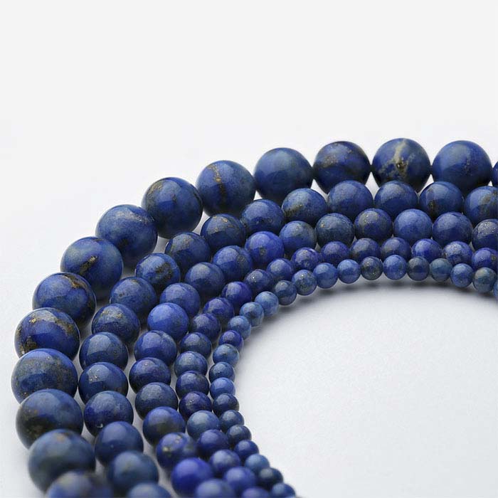 Denim Lapis 4mm Round Bead Strand