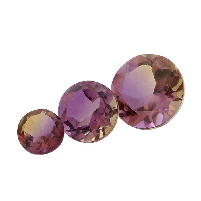 "Ametrine" Crystal Quartz Round Triplet Faceted Gemstone