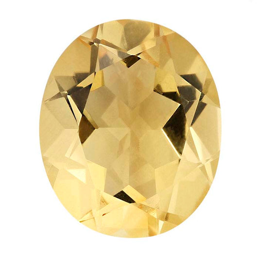 Yellow Citrine 12 x 10mm Oval Faceted Gemstone, AA-Grade