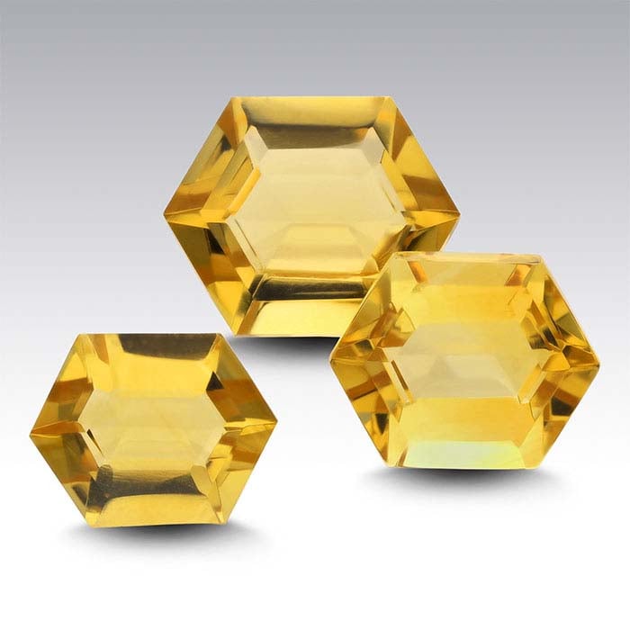 Golden Citrine 9 x 7mm Elongated Hexagon Faceted Gemstone, AAA-Grade