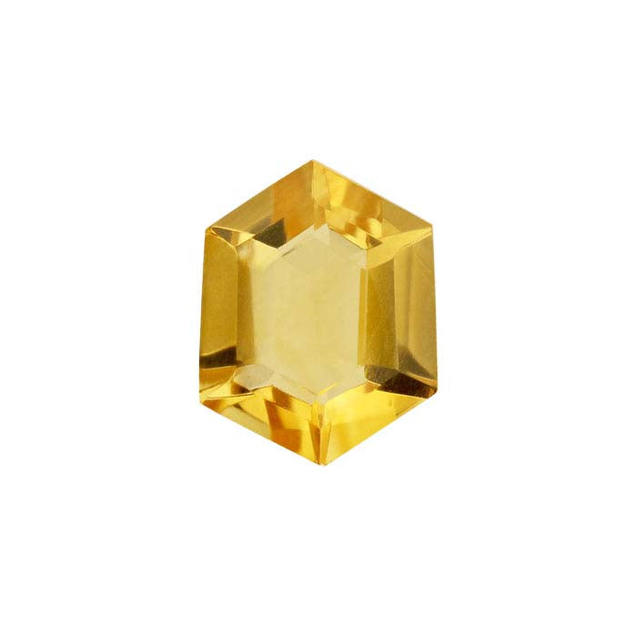 Golden Citrine 9 x 7mm Elongated Hexagon Faceted Gemstone, AAA-Grade