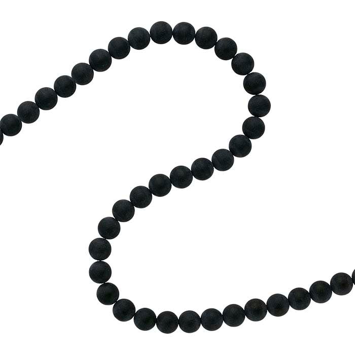 Matte Black Onyx Round Bead Strand