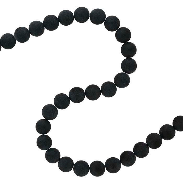 Matte Black Onyx 10mm Round Bead Strand