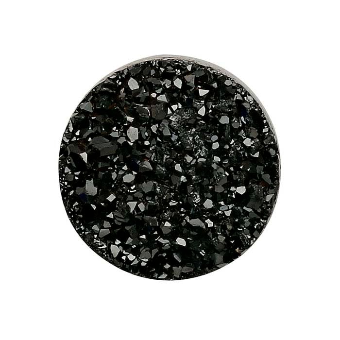 Sort Druzy Kvarts 10mm Rund Cabochon, A-Klasse