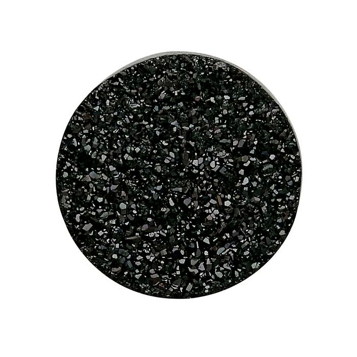 Sort Druzy Kvarts 12mm Rund Cabochon, A-Kvalitet