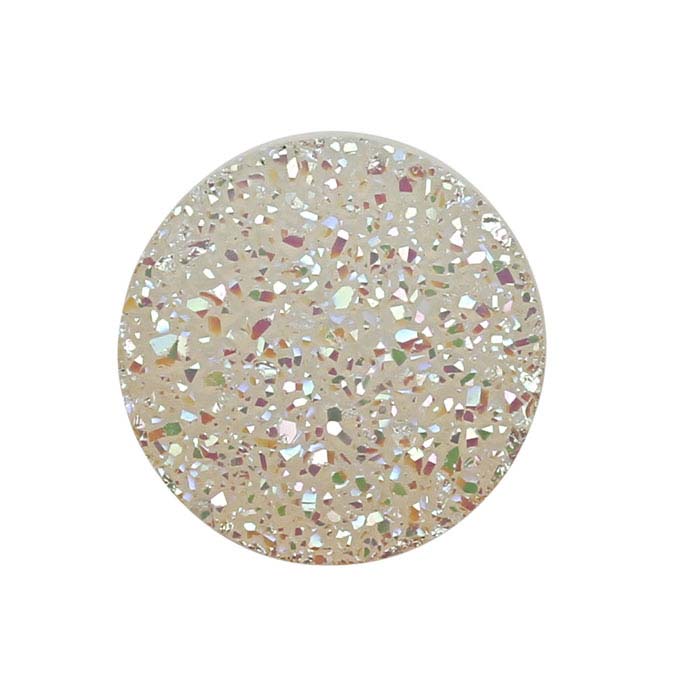 White Druzy Quartz 8mm Round Cabochon, A-Grade