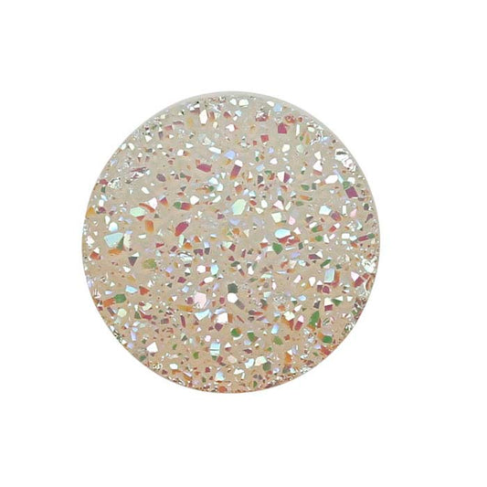 White Druzy Quartz 8mm Round Cabochon, A-Grade