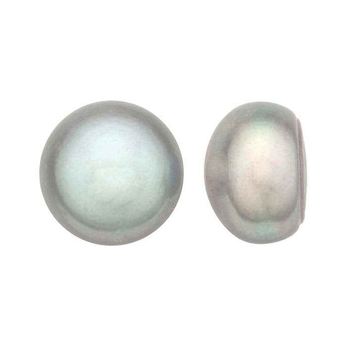 Freshwater Cultured Half-Drilled 10–10.5mm Button Pearl, Gray, A-Grade